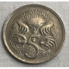 AUSTRALIA 1968 . FIVE 5 CENTS COIN . ECHIDNA